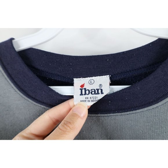 Vintage 90s Streetwear Mens Large Faded Color Block Crewneck Sweatshirt Blue - Picture 4 of 7